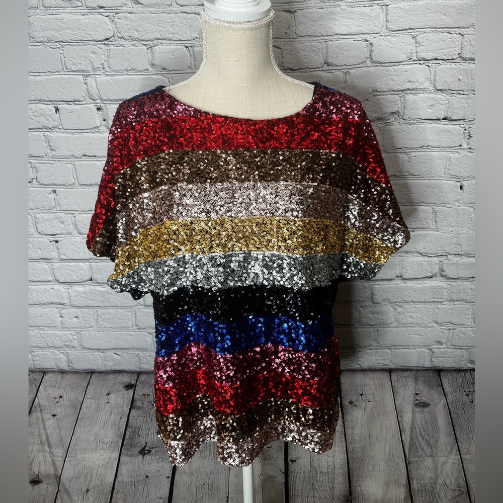 Gap Color Block Sequin Top Size S/M - image 1